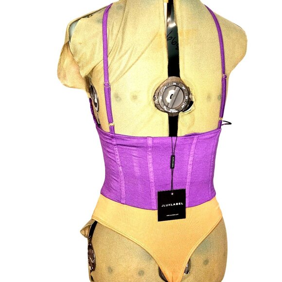 Woman's JLuxlabel NWT boho-chic purple/violet open knit 2 piece bathing suit S-M - Picture 4 of 13